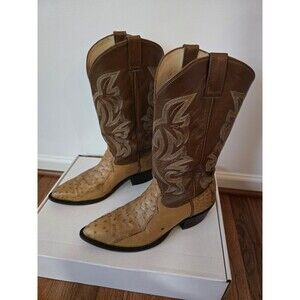 Cowtown Exotic Cognac Full Quill Ostrich Cowboy Boots 10 EE USA Rare
